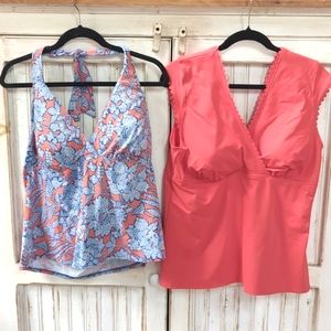 Lands End, bundle of two tankini tops. Size 18